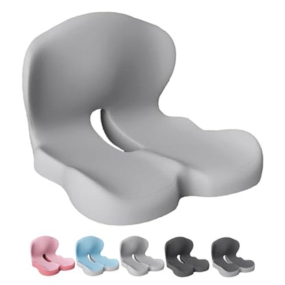Back and Seat Cushion, Car Seat Cushion, Soothe+ Cushion, Memory Foam L-Shaped Integrated Seat Cushions Lumbar & Lower Back Support for Office Chair, Car (Light Grey) - color: Light Grey