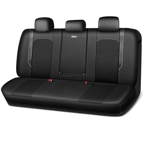 CAR PASS Faux Leather High Back Rear Seat Covers Only, Sporty Waterproof Anti-Slip Airbag Compatible Universal Fit for Most Sedans Trucks Vans SUVs, Rear Black - color: Pure Black Rear