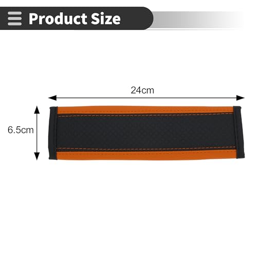 Black Orange Seat Belt Cover Pad Faux Leather 24cm Seatbelt Strap Cushion Shoulder Padding 2 Pcs - color: Black,Orange