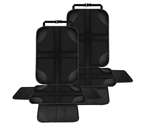Car Seat Protector for Kids 2 Pack with Non-Slip Function and Seat Side Wings Made of Anti-Stain and Water Proof Durable Oxford and PVC Material Suitable for Most Vehicles