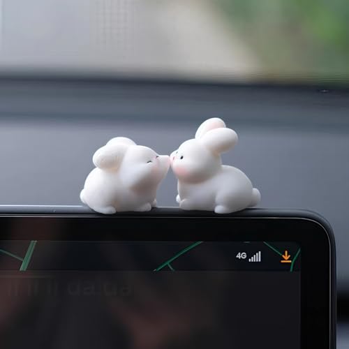 Rabbits Car Ornaments for Dashboard Decorations Accessories, Cute Kiss Rabbit Figurines Decoration for Car Windows Dash Board Auto Display Decor Motorcycle Truck Home Office Christmas Ornaments Gifts - color: D5