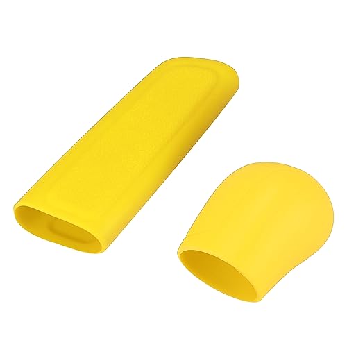 X AUTOHAUX Car Handbrake Cover Gear Shift Knob Cover Car Shifter Protector Set Universal Silicone Yellow