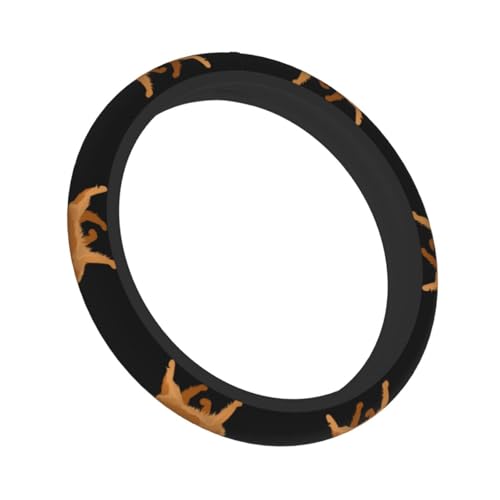Cute Golden Retriever Steering Wheel Cover,Warm in Winter and Cool in Summer,15 in Universal Accessory for Diverse Car Fashion Elastic Breathable Silicone Anti-Slip Decor Cover for Men Women - color: Cute Golden Retriever