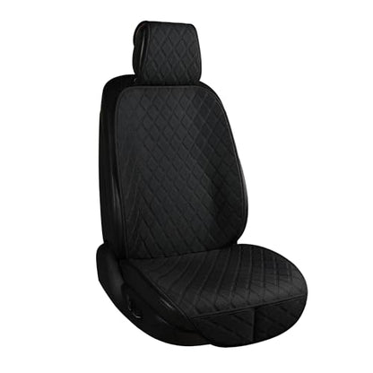 ENOGE Linen Car Seat Cover, Front Car Seat Covers, Driver Seat Protector with Soft & Breathable Cloth Fabric for All Seasons Universal Fits Most Automotive, Van, SUV, Truck (Black, 1 Front) - color: Linen-Black-3