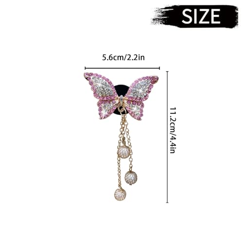 Pink Butterfly Air Vent Clips, 4 Pcs Bling Butterfly Air Fresheners Vents Clips Diamond Car Interior Decor Bling Cute Car Accessories Decoration for Women+ Heart Mask Hook