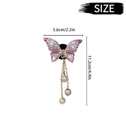 Pink Butterfly Air Vent Clips, 4 Pcs Bling Butterfly Air Fresheners Vents Clips Diamond Car Interior Decor Bling Cute Car Accessories Decoration for Women+ Heart Mask Hook