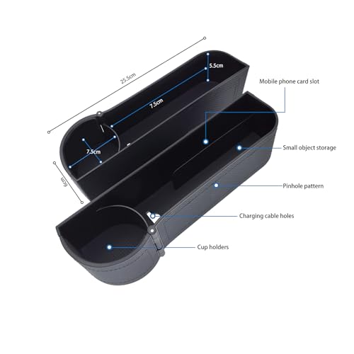 Car seat gap filler organizer,multifunctional car seat organizer,Adjustable Cup Holder car console side storage box Holders phone, sunglasses,car accessories(Black)