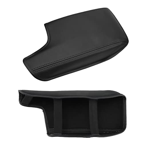 INTGET Car Center Console Armrest Cover for 2021 2022 2023 Subaru Crosstrek 2018 2019 2020/Impreza Accessories 2017-2023 Leather Arm Rest Box Lid Middle Console Cover Seat Protector (Black Stitches) - color: Black with black stitches