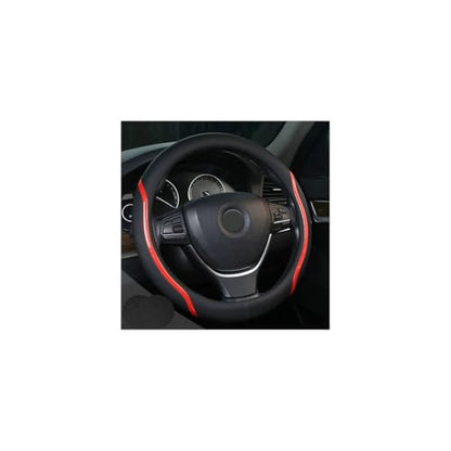 Steering Wheel Cover Black Red, Carbon Fiber Car Steering Wheel Covers with Coasters Universal 14.5-15 inch Leather Microfiber Breathable Anti-Slip Steering Wheel Accessories Set - color: Red, size: Medium