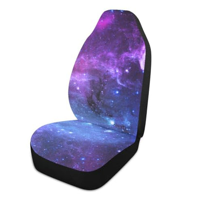 2 PCS Galaxy Car Seat Covers Deep Space Star Field Abstract Universe Blue Purple Galaxy Stars Nebula Design Vehicle Seat Protector Cushion Cover Universal Car Accessories for Truck Sedan - color: Purple Blue
