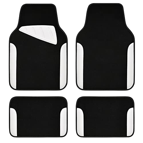 CAR PASS Waterproof Universal Fit Car Floor Mats, Car Mats Fit for SUV,Vans,sedans, Trucks,Set of 4pcs Car Carpet with Driver Heel Pad (White) - color: White