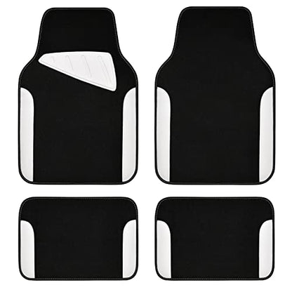 CAR PASS Waterproof Universal Fit Car Floor Mats, Car Mats Fit for SUV,Vans,sedans, Trucks,Set of 4pcs Car Carpet with Driver Heel Pad (White) - color: White