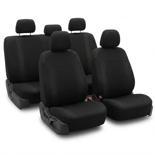 FH Group Automotive Car Seat Covers Cosmopolitan Flat Cloth Full Set Black Seat Covers, (Airbag Compatible & Split Bench) with Gift Universal Fit Interior Accessories for Cars Trucks and SUVs - color: BLACK, size: FULLSET