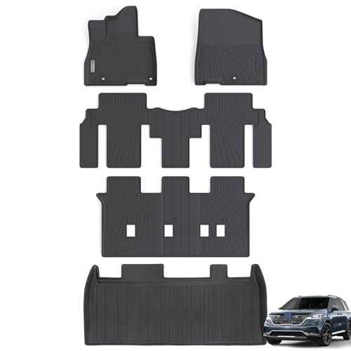 Floor Mats for Kia Carnival 2022 2023 2024 2025 8 Seats (Not for Hybrid & Prestige with Trunk Mat Fit LX w/seat Package, EX, SX, All Weather Car Floor Liners & Cargo Liner Accessories - size: jiahua4.4
