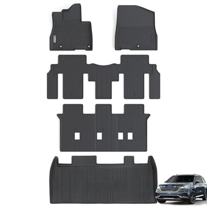 Floor Mats for Kia Carnival 2022 2023 2024 2025 8 Seats (Not for Hybrid & Prestige with Trunk Mat Fit LX w/seat Package, EX, SX, All Weather Car Floor Liners & Cargo Liner Accessories