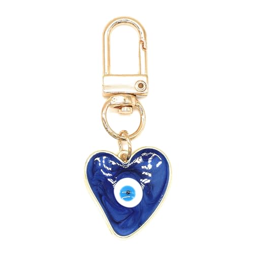 Evil Eye Keychains Sweat-heart Keychains Protection Charm for Women Men Car Key Ring Bag Purse Accessories - color: Deep-blue