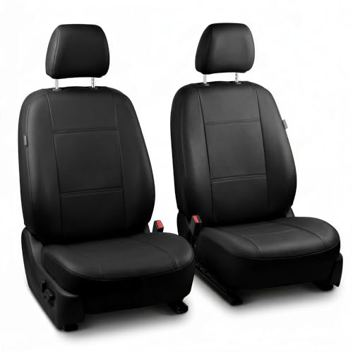FH Group Car Seat Covers PU Leather Automotive Seat Covers Front Set, Black Seat Covers Pair Set with Gift Universal Fit Interior Accessories for Cars Trucks and SUVs - color: Black, size: Front Set