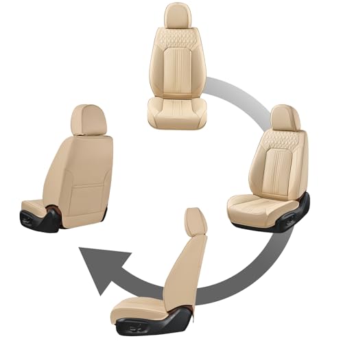 Coverado Seat Covers, Car Seat Covers Front Seats, Beige Seat Cover, Waterproof Car Seat Cushion, Front Car Seat Covers Leatherette Car Seat Protector Universal Fit Most Cars - color: Air Backrest-Beige, size: Front