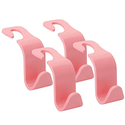 Soleebee 4 Pack Car Seat Hooks - Universal Auto Hooks, Back Seat Hangers, Storage Organizer (Pink) - color: Pink
