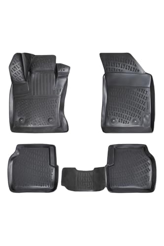 RizLiner Jeep Compass 2018-2026 Floor Mats 3D Custom Fit Rubber Car Mats Laser Measured Waterproof Floor Liners All Weather Odorless Non-Slip TPE (Front & Rear, Black) - size: Compass 2018 - 2026