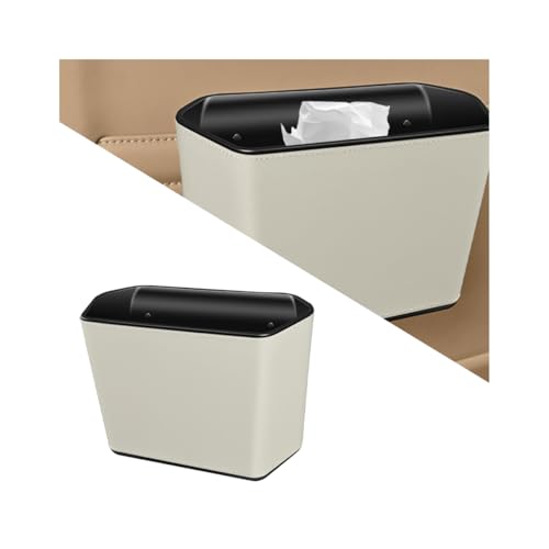 Car Trash Can, Multifunctional Leakproof Vehicles Dustbin Garbage Can for Door Backseat, Portable Automotive Interior Garbage Container Trash Bin, Universal for Van Sedan SUV (Beige) - color: Beige