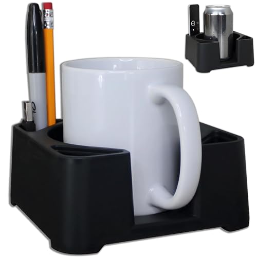 MugBrick Portable Silicone Cup Holder for Desk, Couch, Bed. Dishwasher Safe, Non-Spill Drink Holder for Office, Desktop, Sofa. Black - color: (A) Black