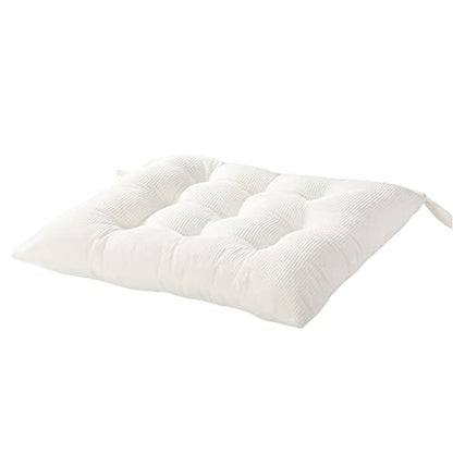 Corduroy Chair Cushion with Ties Ultra Soft Warm Floor Cushion for Kids Reading Nook Comfortable Square Seat Cushion for Adult 15.7”x15.7”, White