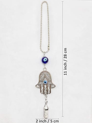 LUCKBOOSTIUM Hand Protection Amulet Evil Eye Car Rearview Mirror Hanging Ornament Charms Accessories Car Charm Good Luck - (2"x11" White Turquoise) - color: White Turquoise