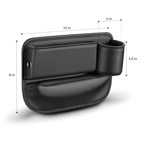 Car Seat Gap Filler Organizer, Universal Premium Leather Seat Organizer with Cup Holder, Seat Gap Storage Box with Bottle Holder, Car Leather Gap Bag Front Center Console Seat (Driver Side) - size: Driver Side