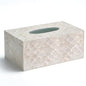 CHI AN HOME Rectangular Capiz Tissue Box Cover, Decorative Mother of Pearl Inlay Tissue Box Holder for Bedroom, Bathroom, Kitchen, and Office, Rectangle Tissue Box Cover White (10.25” x 5.9” x 4.33”) - size: Rectangular