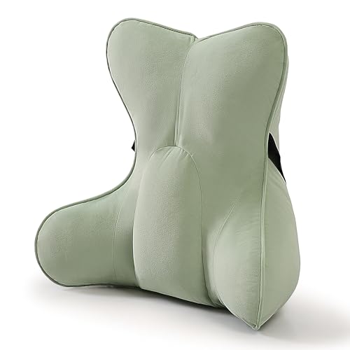 Back Pillow for Bed Sitting Up, Lumbar Support Pillow for Reading, Back Support Cushion for Bed Rest, Ergonomic Back Cushion for Sitting Comfort, Celadon Green - color: Celadon Green