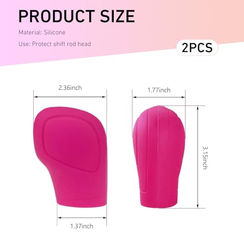 2 PCS Car Gear Shift Knob Cover, Anti-Slip Gear Stick Shifter Protector, Elastic Silicone Shift Protector Cover, Universal for Men, Women, Truck, SUV (Pink) - color: Pink