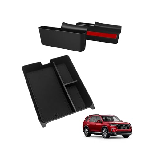 Muslogy For 2023+ Pilot Center Console Organizer & Shifter Storage Box Compatible with 2026 2025 2024 2023 Honda Pilot ABS Material Console Side Organizer Left & Right Set Console Inserts Storage - size: Center Console & Shifter Organizer