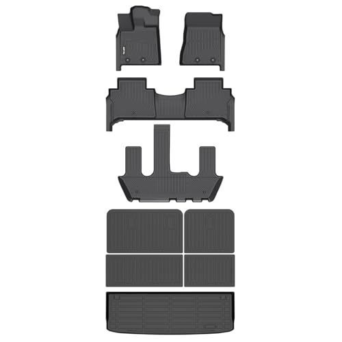 AIPOIL® Floor Floor Mats & Cargo Liner & Seatback Cargo Set for 2025 2026 Nissan Armada & Infiniti QX80 (7 Seats, Not Fit 8 Seats) All Weather TPE Car Full Set Floor Liners Custom Accessories - Black - style: 18) For Armada & QX80 2025 2026 Full Set