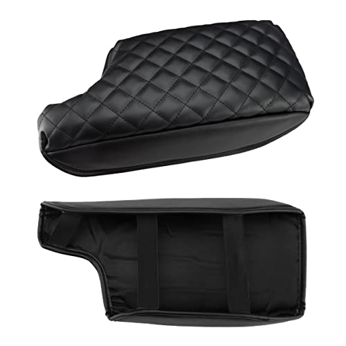 INTGET Car Center Console Armrest Cover for Subaru Crosstrek Accessories 2018-2022 2023 Impreza 2017-2023 Leather Arm Rest Box Lid Cover Seat Protector (Black with Cushion) - color: black with cushion
