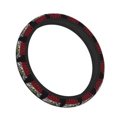 Lion Egypt Egyptian Flag Breathable Neoprene Steering Wheel Cover - Anti-Slip Floral Design Universal Fit for Cars/Trucks/Suvs (14.5"-15" Inch) - color: Lion Egypt Egyptian Flag