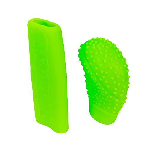 Modengzhe Steering Wheel Hand Brake Lever and Shift Knob Silicone Cover Kit, 3D Oval Anti-Slip Design Protective Case (Green) - color: Green