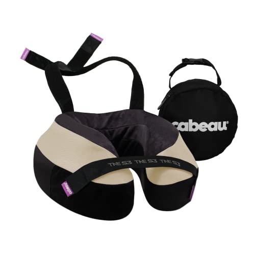 Cabeau Travel Neck Pillows for Airplanes The Neck's Evolution, TNE S3 Supportive Memory Foam Design for Long Haul Flights Attachable Seat Straps and 360 Support (Cairo Tan)