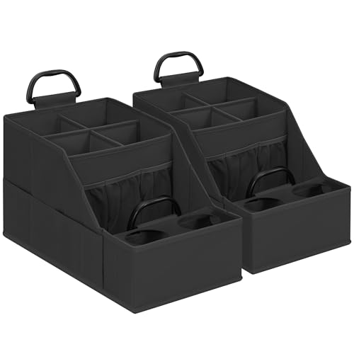 Car Seat Organizer Backseat Front Seat, Car Organizer With 12 Storage Compartments 2 Cup Holders, Snack Storage For Kids Baby, SUV Truck Van Collapsible Storage Bag For Travel, BK, 2PK - color: Black, size: 2 Pack