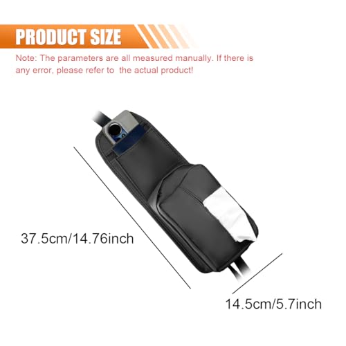 Car Seat Side Organizer, Waterproof Leather Car Tissue Holder, 2 in 1 Multifunctional Mesh Net Pocket for Phone Wallet, Universal Vehicle Hanging Storage Box for Cars, SUVs, Trucks (Black)