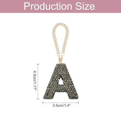 MECCANIXITY Bling Car Letter Charm, Initial A Letter Interior Car Rear View Mirror Decoration Hanging Crystal Ornaments for Women Bags Water Cup DIY Craft, Gray - style: A Letter