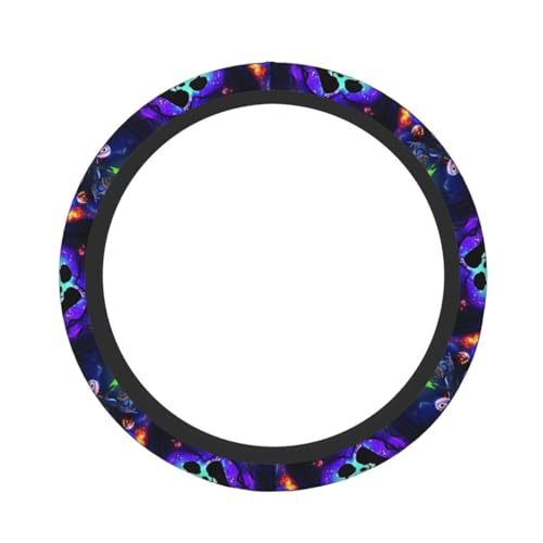 Halloween Jack and Sally Horror Nightmare Christmas Steering Wheel Cover for Women, Neoprene Anti-Slip Universal 15 inch Car Steering Wheel, Anime Car Accessories for Vehicle SUV (1)