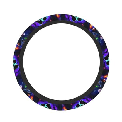 Halloween Jack and Sally Horror Nightmare Christmas Steering Wheel Cover for Women, Neoprene Anti-Slip Universal 15 inch Car Steering Wheel, Anime Car Accessories for Vehicle SUV (1)