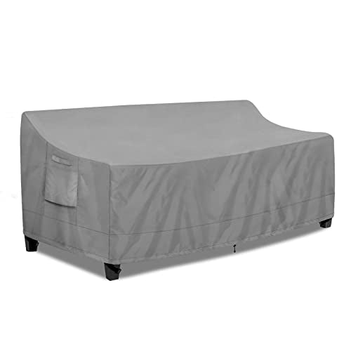 PureFit Outdoor Couch Cover Waterproof Patio Sofa Furniture Covers, 3-Seater Outdoor Cover with Air Vent and Handles, 78W x 35D x 35H Inches, Gray - color: Grey, size: 78"w X 35"d X 35"h