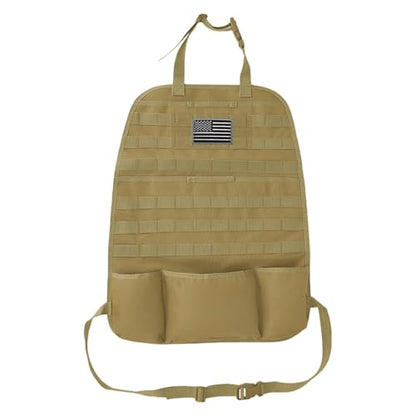 Tactical Molle Car Seat Back Organizer, Vehicle Panel Car Seat Back Cover Protector with 5 Storage Pouch, Universal Backseat Storage Organizer with USA Flag Patch for Car SUV Truck (Khaki-1 Pc) - size: Khaki-1 Pc