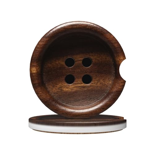Wooden Buttons 2 Pack Car Cup Holder Coasters Absorbent Ceramic Drink Coasters 2.56" Universal Anti Slip Cup Mat with Non-Scratch Cork Base Finger Notch Auto Accessories Interior for Women Men