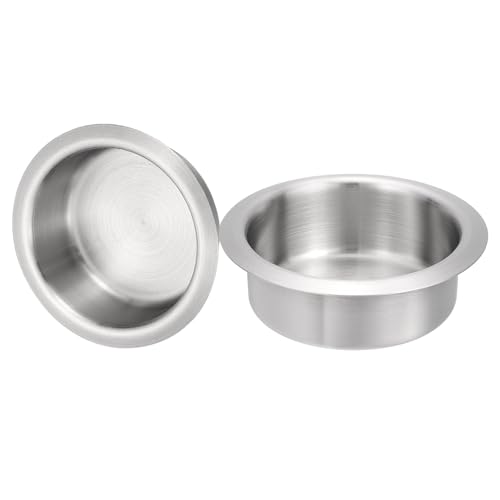uxcell 2 Pcs 201 Stainless Steel Drop-in Cup, 1.38" x 4.2" Drink Can Holder Poker Table Cup Holder Insert for Sofa Boat Car Marine, Silver - size: 1.38" x 4.2"