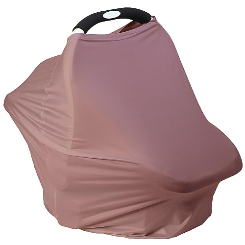 Breathable Car Seat Cover for Babies – Multi-Purpose Soft Rayon Nursing Cover for Breastfeeding, High Stretchy Infant Carseat Canopy, Stroller Cover (Smooth Rayon, Blush) - color: Blush