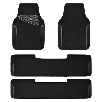 CAR PASS Waterproof Universal Faux Leather 3Row Car Floor Mats, Black Car Mats Fit for SUV,Vans,sedans, Trucks,Set of Vehicles Car Carpet with Driver Heel Pad and Anti-Slip Nibs Backing (Black 3Row) - color: Black 3R