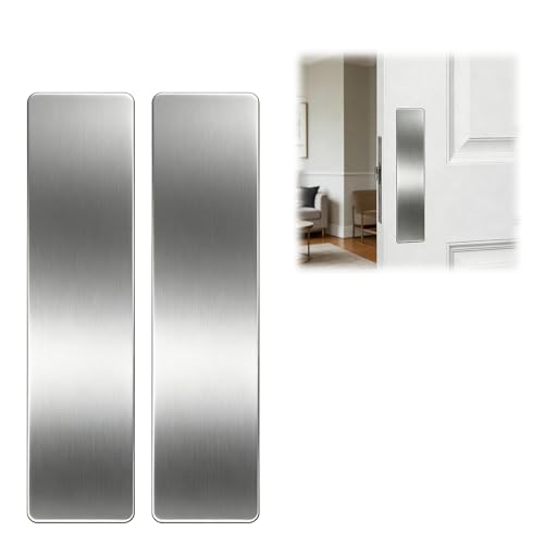 Cat & Dog Door Protector from Scratching, Stainless Steel Self-Adhesive Kick Plate, Heavy Duty, Interior/Exterior Door Guard, Brushed Silver - 4"×16" 2 Pack - color: Brushed Silver, size: 4"x16"